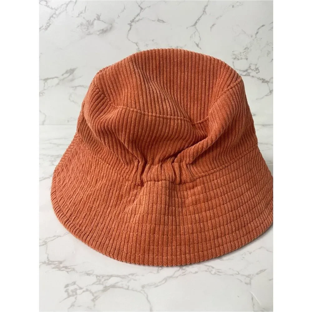 Kids Teens Rust Corduroy Bucket Hat with Heart Patch